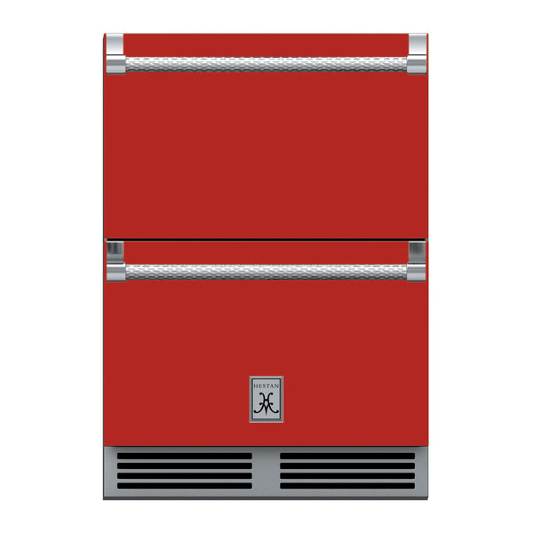 Hestan 24-Inch Outdoor Refrigerator Drawers w/ Lock in Red - GRR24-RD
