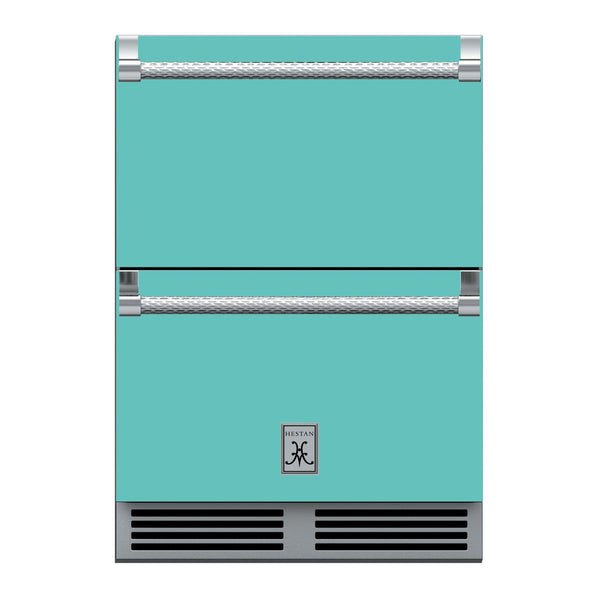 Hestan 24-Inch Outdoor Refrigerator Drawers w/ Lock in Turquoise - GRR24-TQ