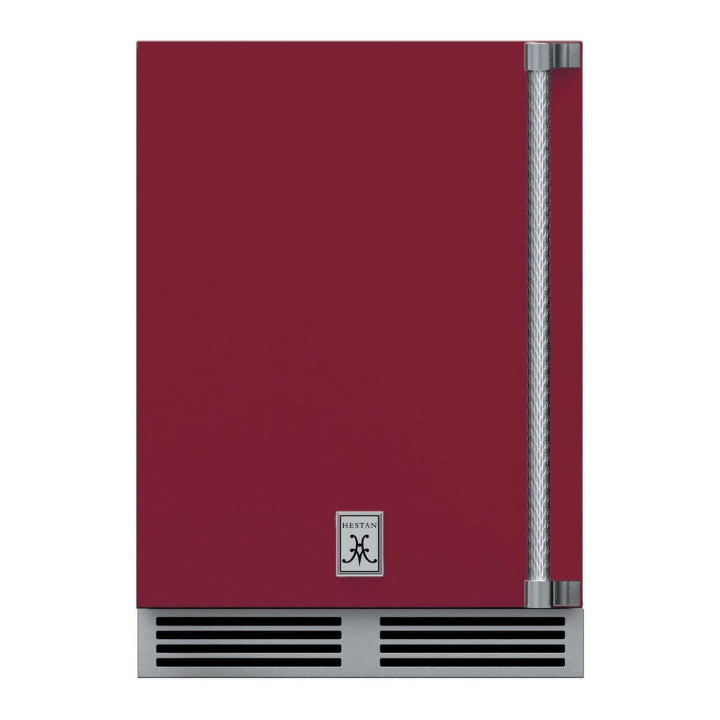 Hestan 24-Inch Outdoor Refrigerator w/ Solid Door and Lock (Left Hinge) in Burgundy - GRSL24-BG