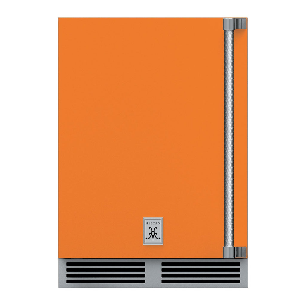 Hestan 24-Inch Outdoor Refrigerator w/ Solid Door and Lock (Left Hinge) in Orange - GRSL24-OR
