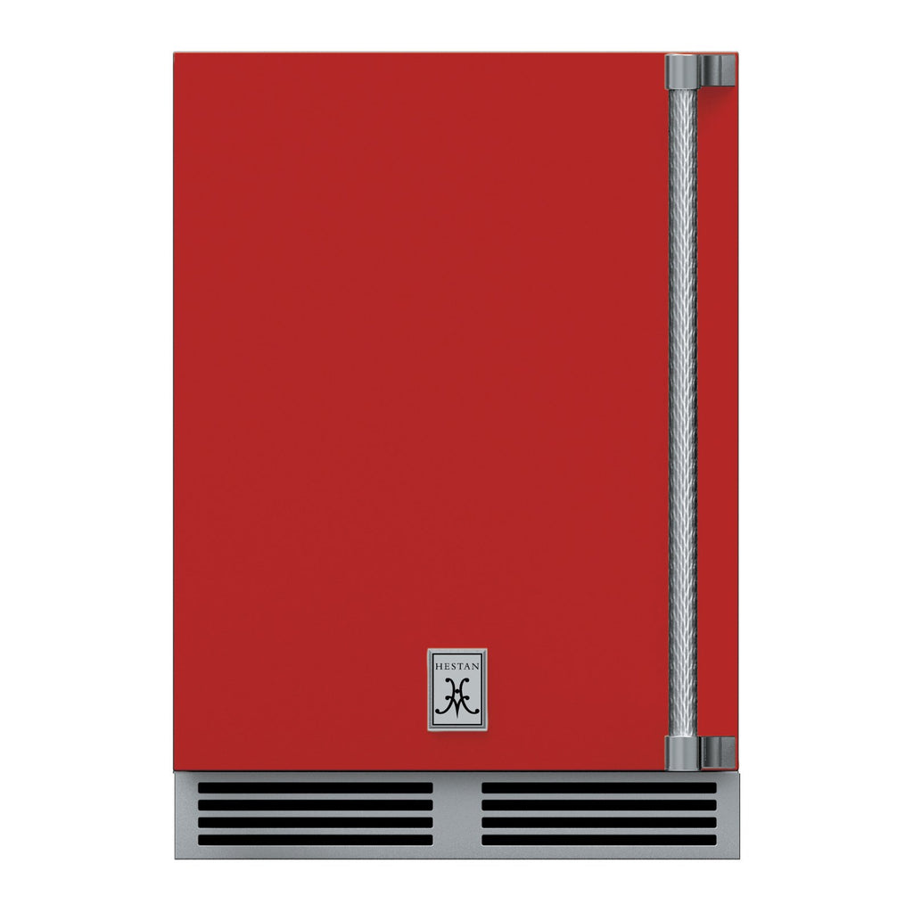Hestan 24-Inch Outdoor Refrigerator w/ Solid Door and Lock (Left Hinge) in Red - GRSL24-RD