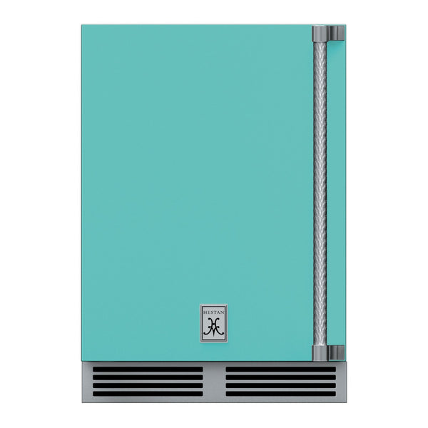 Hestan 24-Inch Outdoor Refrigerator w/ Solid Door and Lock (Left Hinge) in Turquoise - GRSL24-TQ