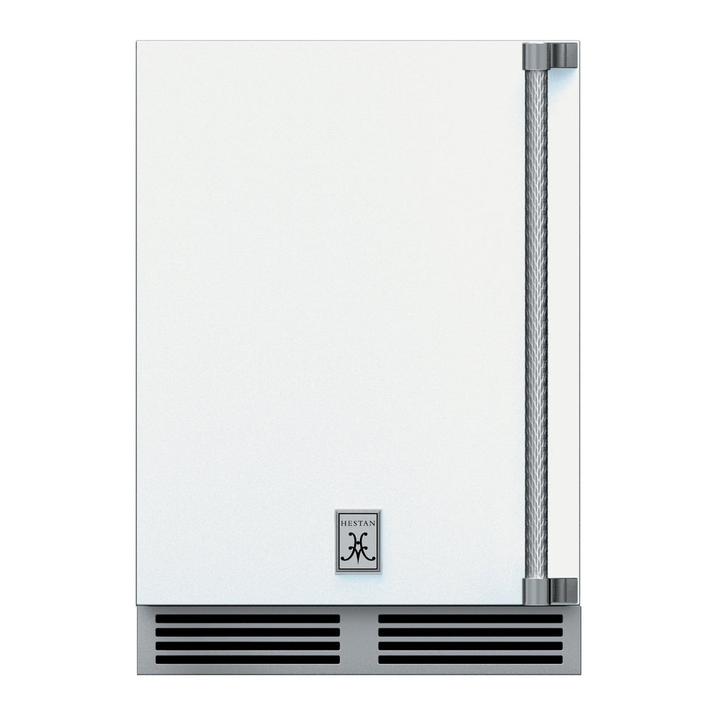 Hestan 24-Inch Outdoor Refrigerator w/ Solid Door and Lock (Left Hinge) in White - GRSL24-WH