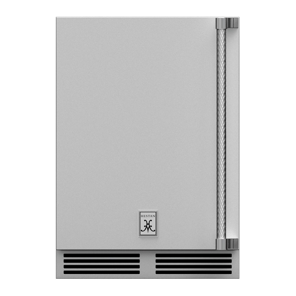 Hestan 24-Inch Outdoor Refrigerator w/ Solid Door and Lock (Left Hinge) in Stainless Steel - GRSL24