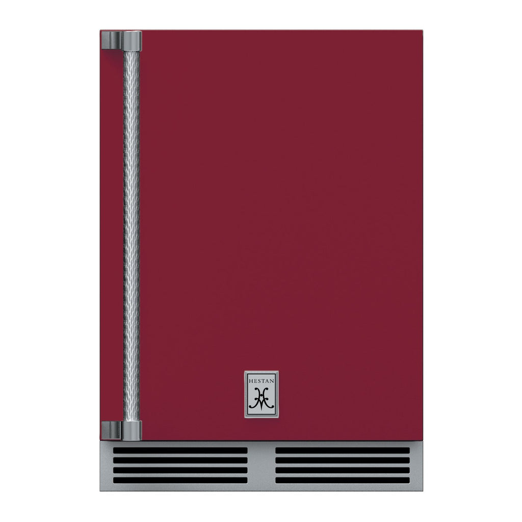 Hestan 24-Inch Outdoor Refrigerator w/ Solid Door and Lock (Right Hinge) in Burgundy - GRSR24-BG