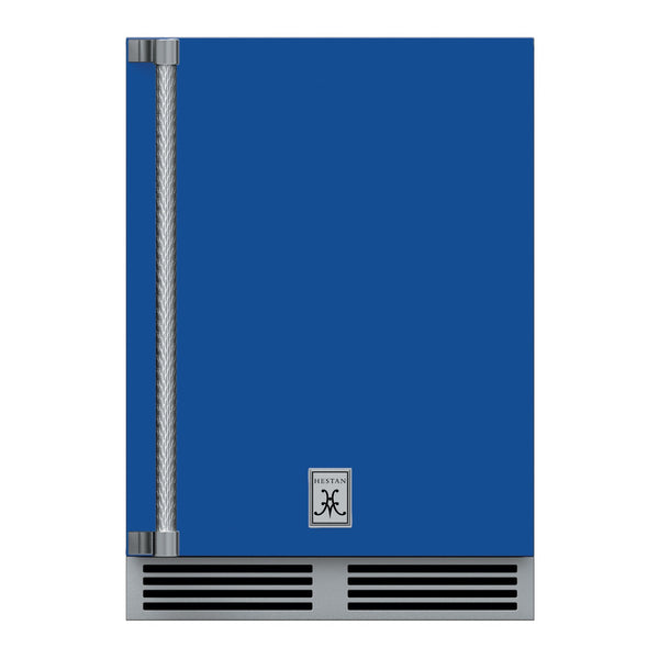 Hestan 24-Inch Outdoor Refrigerator w/ Solid Door and Lock (Right Hinge) in Blue - GRSR24-BU