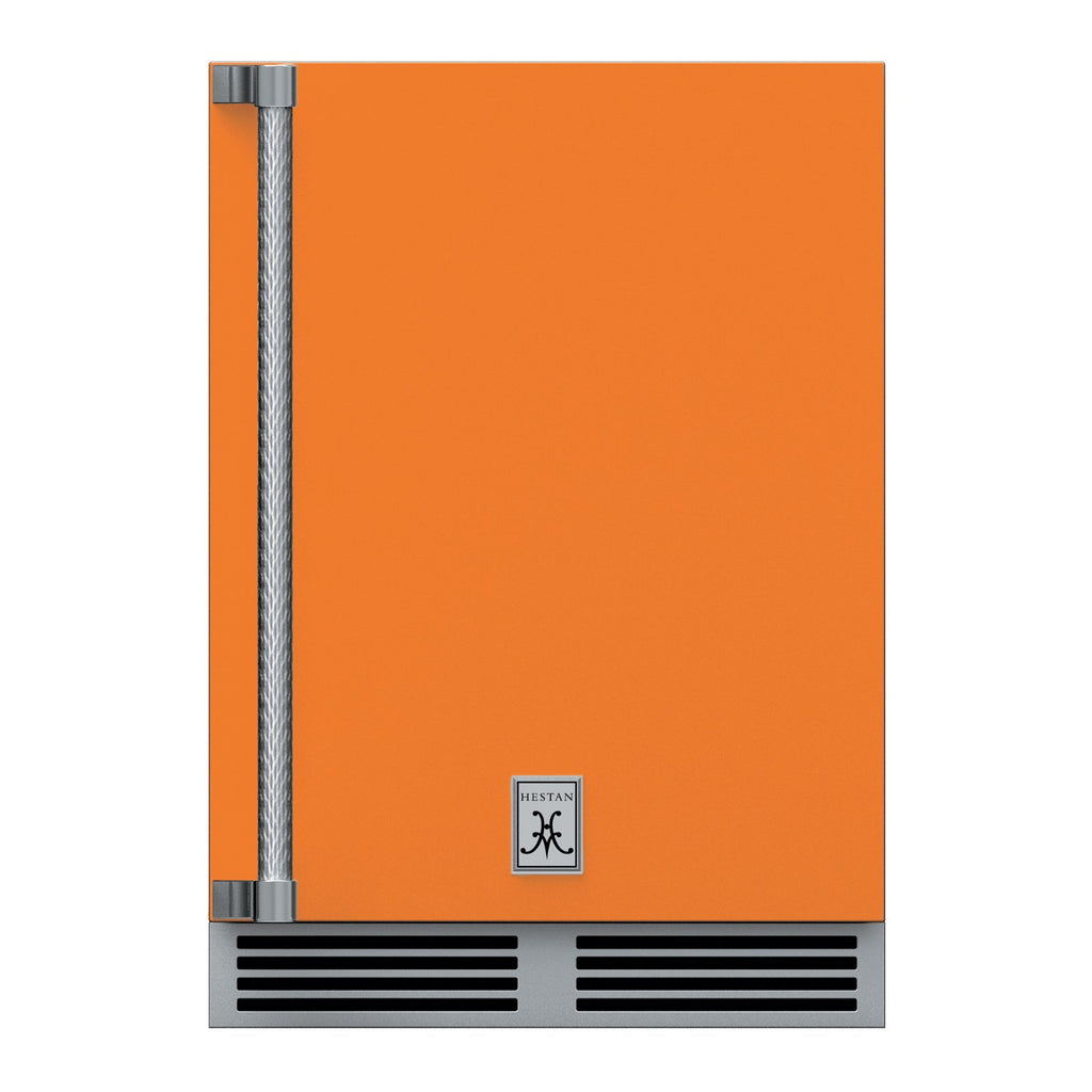 Hestan 24-Inch Outdoor Refrigerator w/ Solid Door and Lock (Right Hinge) in Orange - GRSR24-OR
