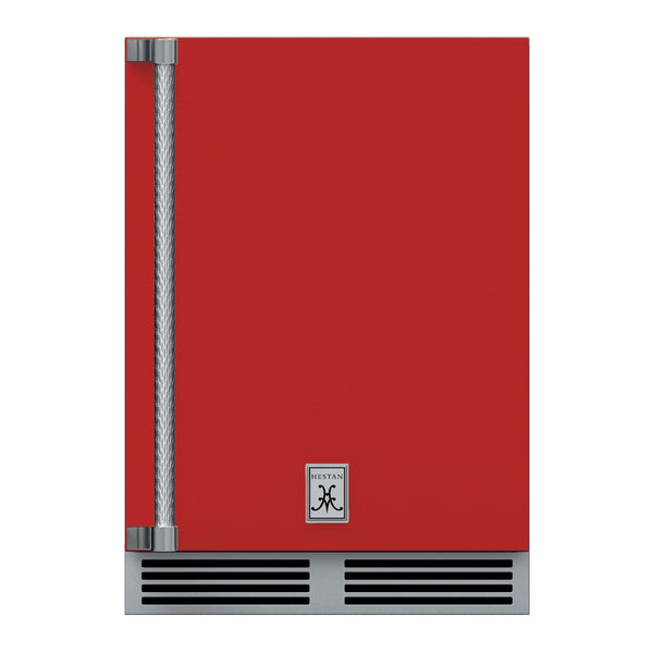 Hestan 24-Inch Outdoor Refrigerator w/ Solid Door and Lock (Right Hinge) in Red - GRSR24-RD