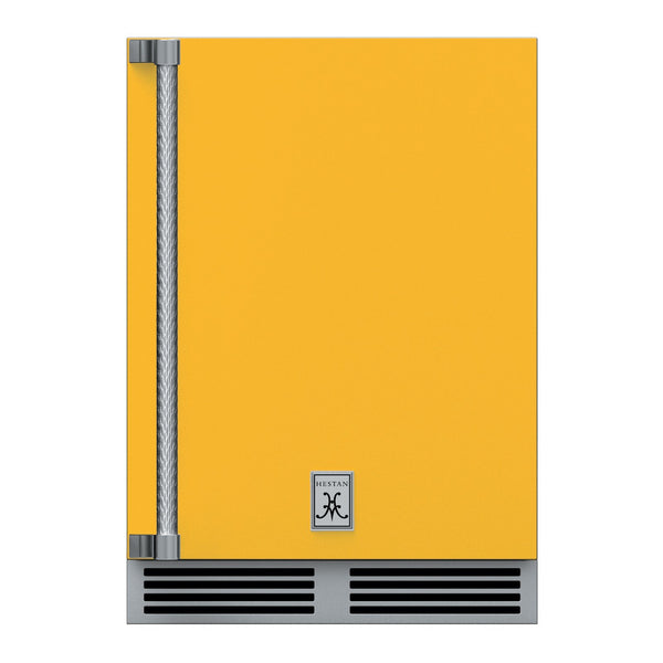 Hestan 24-Inch Outdoor Refrigerator w/ Solid Door and Lock (Right Hinge) in Yellow - GRSR24-YW