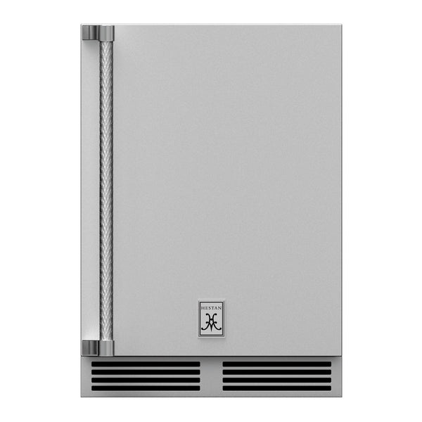 Hestan 24-Inch Outdoor Refrigerator w/ Solid Door and Lock (Right Hinge) in Stainless Steel - GRSR24