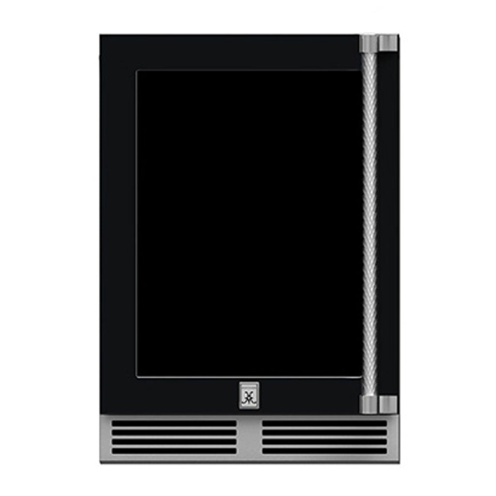 Hestan 24-Inch Outdoor Dual Zone Refrigerator Wine Storage w/ Glass Door and Lock (Left Hinge) in Black - GRWGL24-BK