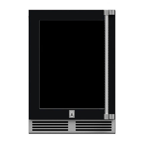 Hestan 24-Inch Outdoor Refrigerator w/ Glass Door and Lock (Left Hinge) in Black - GRGL24-BK