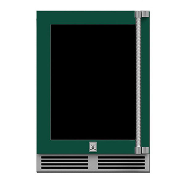 Hestan 24-Inch Outdoor Dual Zone Refrigerator Wine Storage w/ Glass Door and Lock (Left Hinge) in Green - GRWGL24-GR