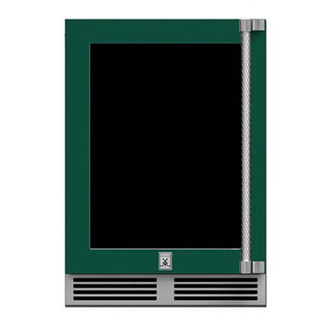 Hestan 24-Inch Outdoor Refrigerator w/ Glass Door and Lock (Left Hinge) in Green - GRGL24-GR