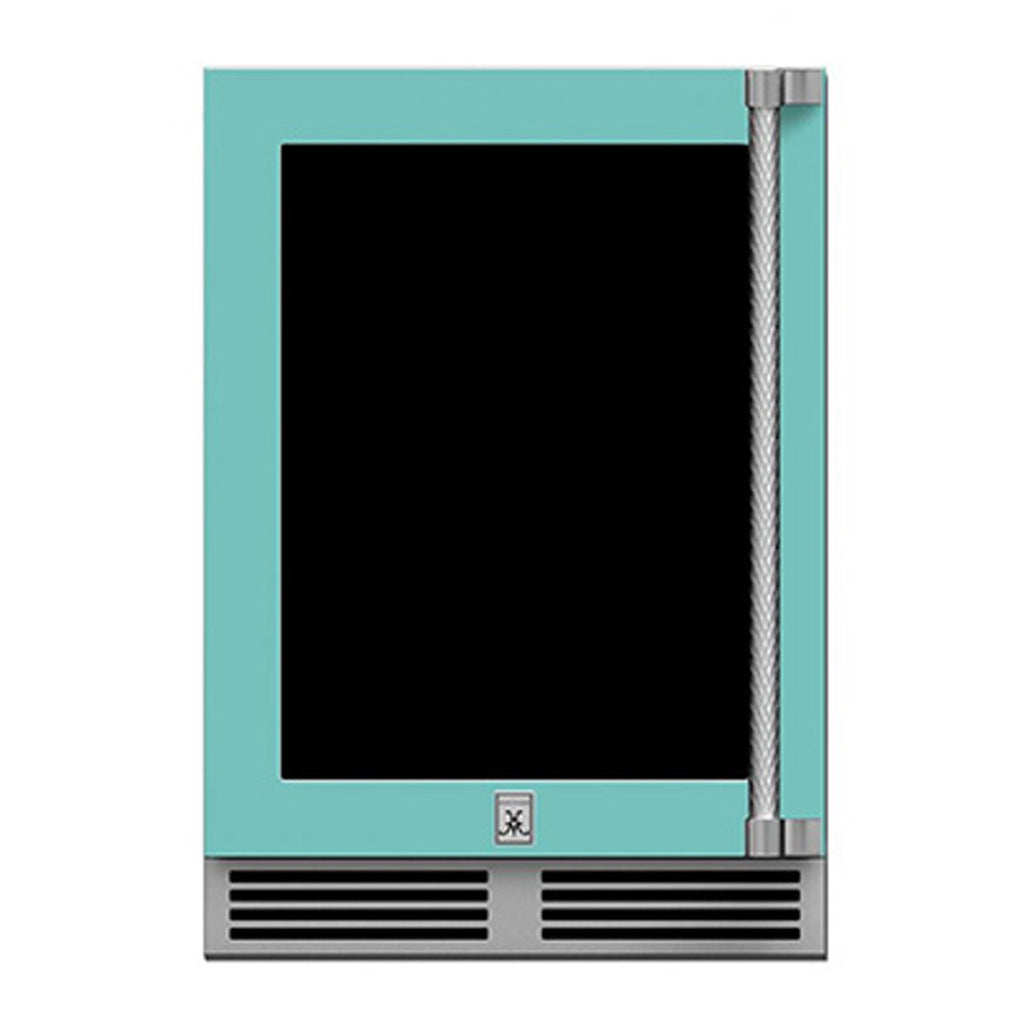 Hestan 24-Inch Outdoor Dual Zone Refrigerator Wine Storage w/ Glass Door and Lock (Left Hinge) in Turquoise - GRWGL24-TQ