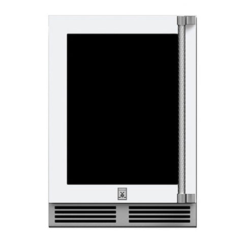 Hestan 24-Inch Outdoor Dual Zone Refrigerator Wine Storage w/ Glass Door and Lock (Left Hinge) in White - GRWGL24-WH