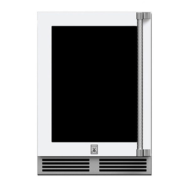 Hestan 24-Inch Outdoor Refrigerator w/ Glass Door and Lock (Left Hinge) in White - GRGL24-WH