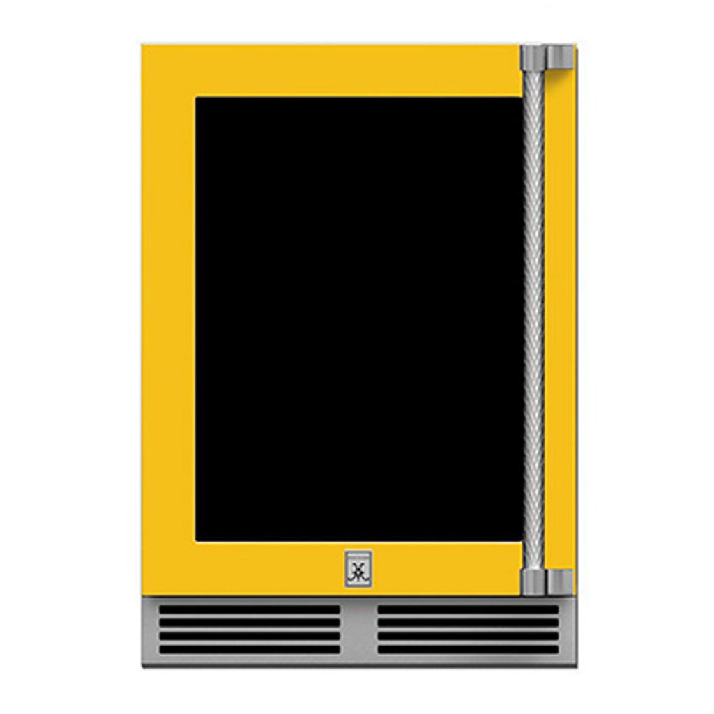 Hestan 24-Inch Outdoor Dual Zone Refrigerator Wine Storage w/ Glass Door and Lock (Left Hinge) in Yellow - GRWGL24-YW