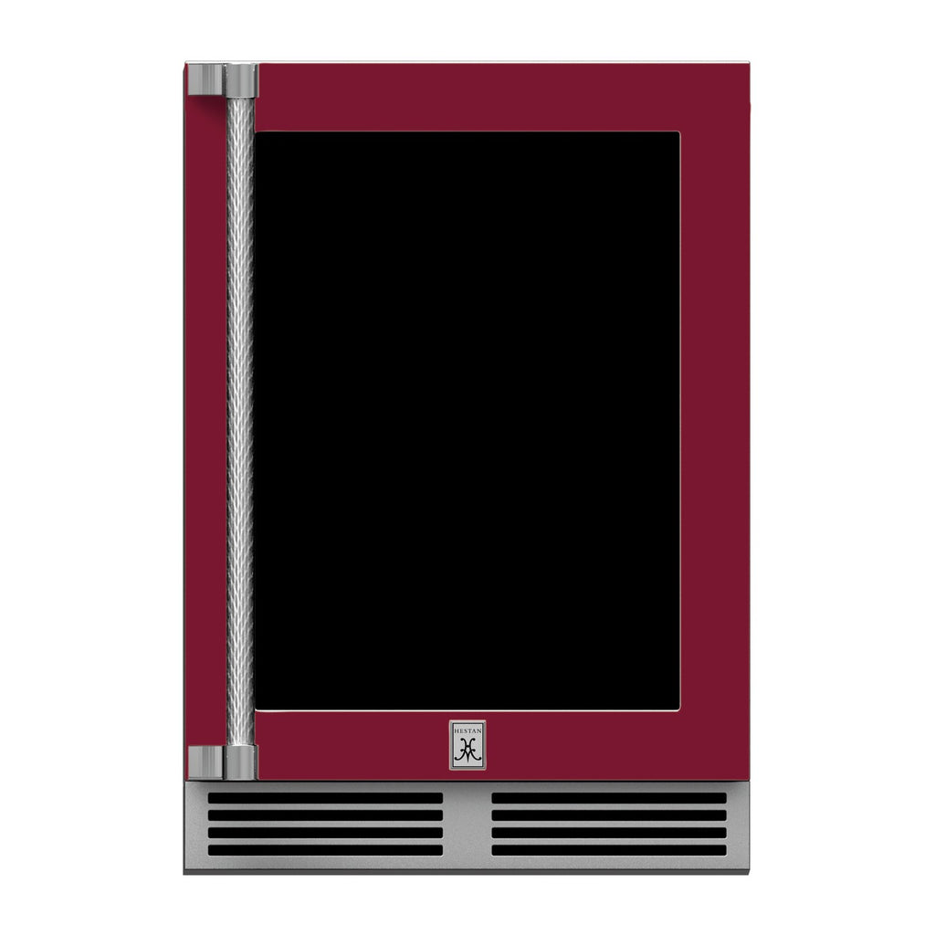 Hestan 24-Inch Outdoor Dual Zone Refrigerator Wine Storage w/ Glass Door and Lock (Right Hinge) in Burgundy - GRWGR24-BG