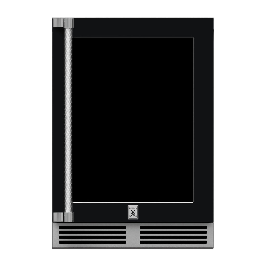 Hestan 24-Inch Outdoor Dual Zone Refrigerator Wine Storage w/ Glass Door and Lock (Right Hinge) in Black - GRWGR24-BK