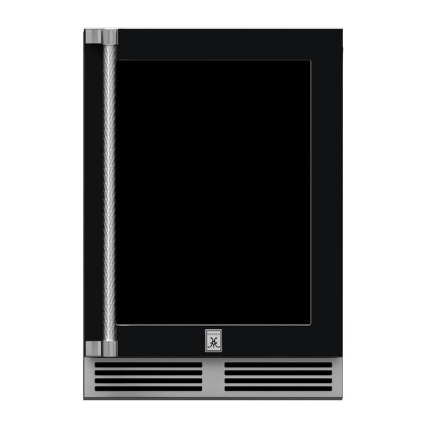Hestan 24-Inch Outdoor Dual Zone Refrigerator Wine Storage w/ Glass Door and Lock (Right Hinge) in Black - GRWGR24-BK