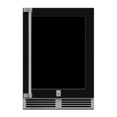 Hestan 24-Inch Outdoor Refrigerator w/ Glass Door and Lock (Right Hinge) in Black - GRGR24-BK