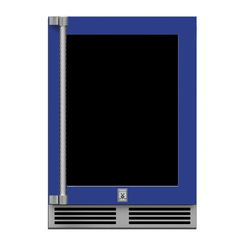 Hestan 24-Inch Outdoor Refrigerator w/ Glass Door and Lock (Right Hinge) in Blue - GRGR24-BU