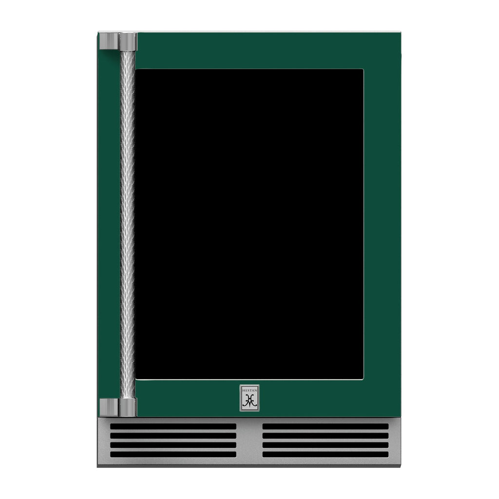 Hestan 24-Inch Outdoor Dual Zone Refrigerator Wine Storage w/ Glass Door and Lock (Right Hinge) in Green - GRWGR24-GR