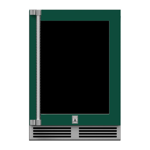 Hestan 24-Inch Outdoor Refrigerator w/ Glass Door and Lock (Right Hinge) in Green - GRGR24-GR