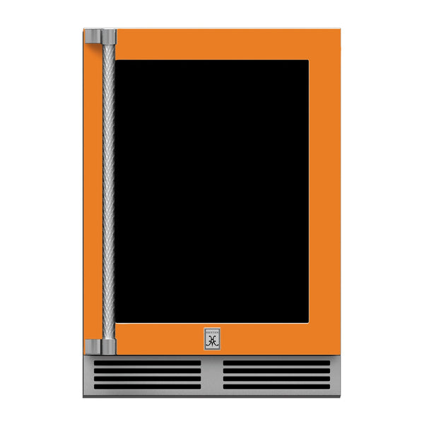 Hestan 24-Inch Outdoor Refrigerator w/ Glass Door and Lock (Right Hinge) in Orange - GRGR24-OR