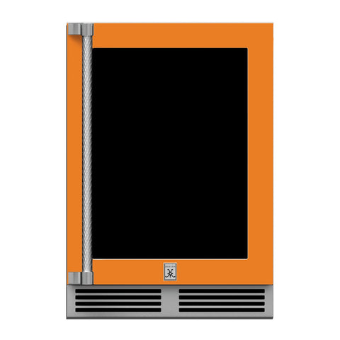 Hestan 24-Inch Outdoor Refrigerator w/ Glass Door and Lock (Right Hinge) in Orange - GRGR24-OR