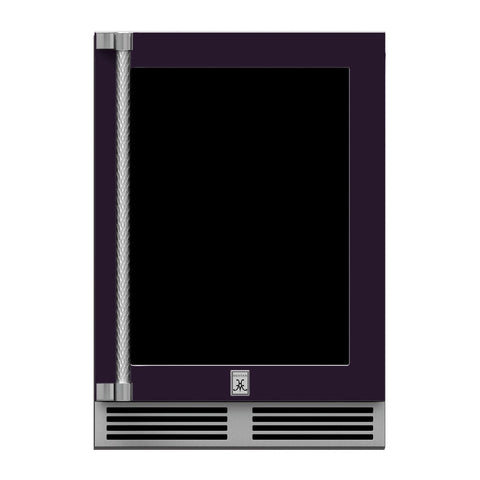 Hestan 24-Inch Outdoor Refrigerator w/ Glass Door and Lock (Right Hinge) in Purple - GRGR24-PP