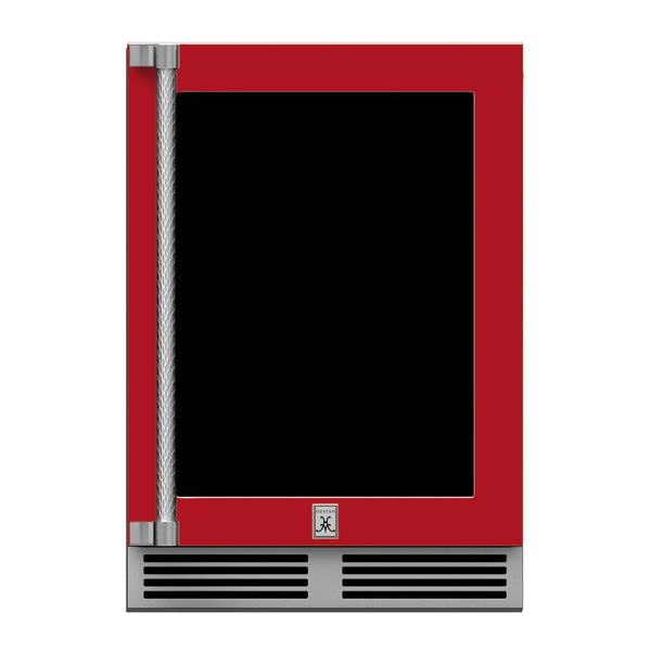 Hestan 24-Inch Outdoor Dual Zone Refrigerator Wine Storage w/ Glass Door and Lock (Right Hinge) in Red - GRWGR24-RD