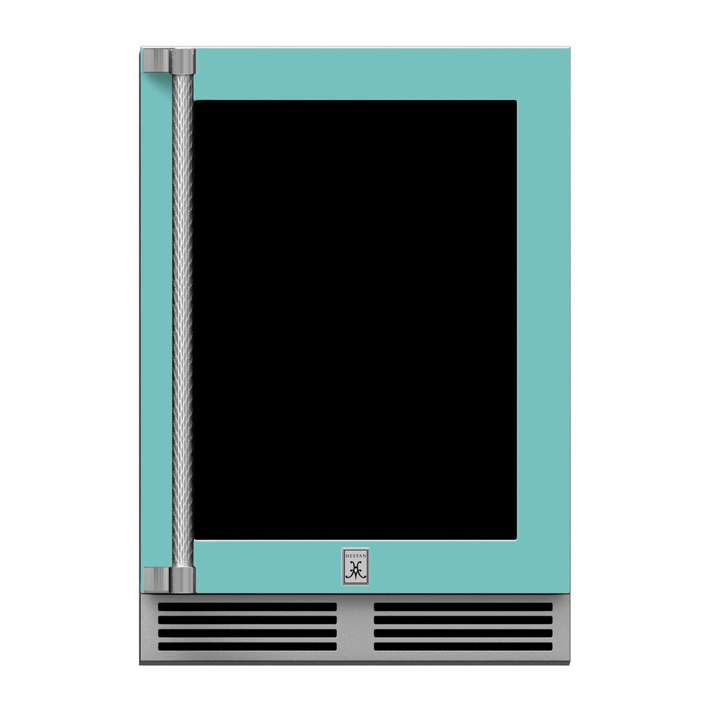 Hestan 24-Inch Outdoor Dual Zone Refrigerator Wine Storage w/ Glass Door and Lock (Right Hinge) in Turquoise - GRWGR24-TQ