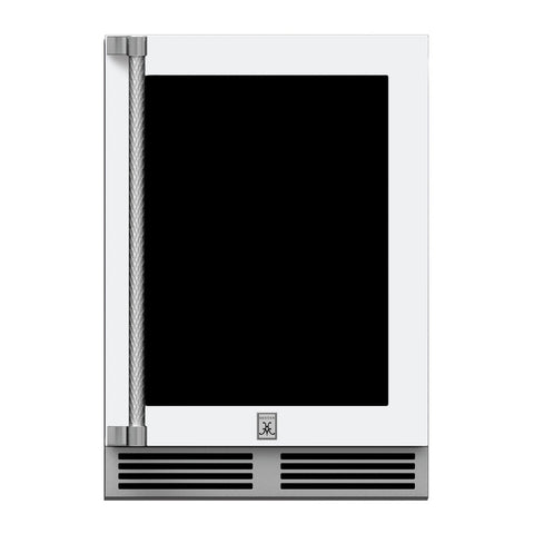 Hestan 24-Inch Outdoor Refrigerator w/ Glass Door and Lock (Right Hinge) in White - GRGR24-WH