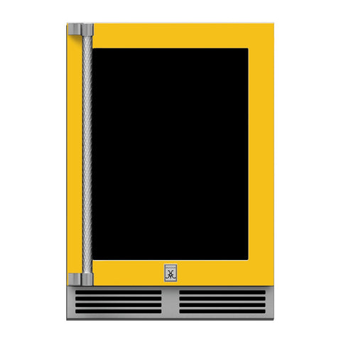 Hestan 24-Inch Outdoor Refrigerator w/ Glass Door and Lock (Right Hinge) in Yellow - GRGR24-YW