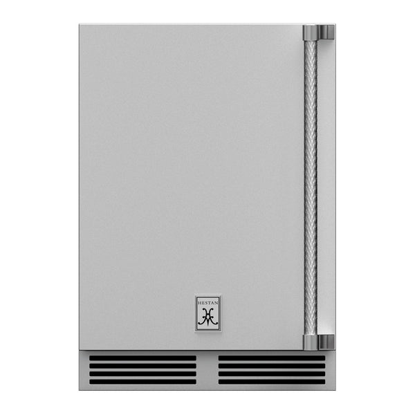 Hestan 24-Inch Outdoor Dual Zone Refrigerator Wine Storage w/ Solid Door and Lock (Left Hinge) in Stainless Steel - GRWSL24