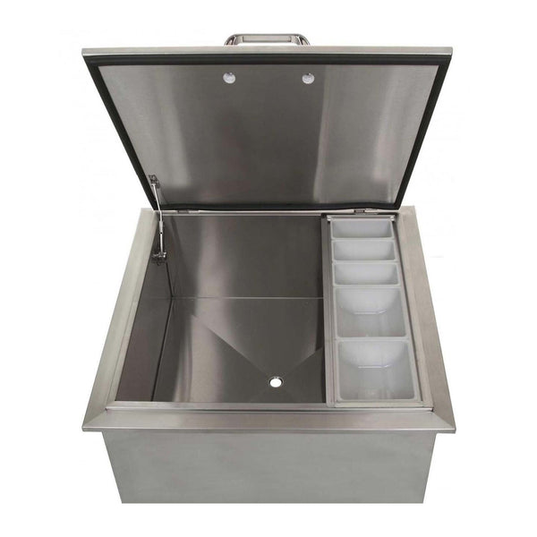 Grillscapes 25-Inch Stainless Steel Drop-In Ice Bin Cooler w/ Condiment Tray - GS-260-DI