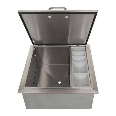 Grillscapes 18-Inch Stainless Steel Drop-In Ice Bin Cooler w/ Condiment Tray - GS-260-18DI