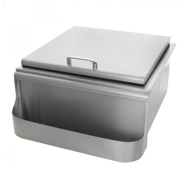 Grillscapes 25-Inch Stainless Steel Built-In Ice Bin Cooler w/ Speed Rail & Condiment Holder - GS-260-SI