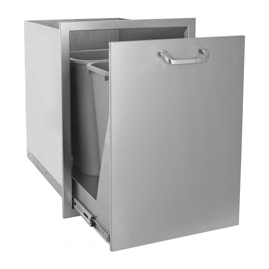 Grillscapes 20-Inch Stainless Steel Roll-Out Double Trash/Recycling Bin (Bin Included) - GS-260-TREC-DRW