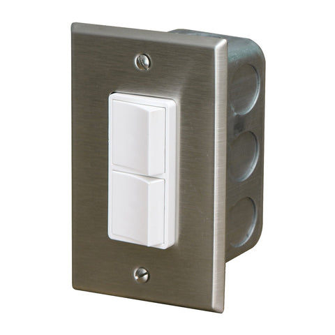 Infratech Duplex Single Switch w/ Stainless Steel Wall Plate and Gang Box (20 Amp Per Pole) - 14 4300