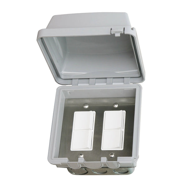 Infratech Duplex Dual Switch w/ Flush Mount and Weather Proof Gang Box (20 Amp Per Pole) - 14 4315