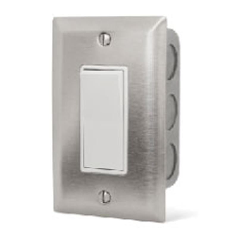 Infratech Simple On/Off Single Switch w/ Stainless Steel Wall Plate and Gang Box (20 Amp Per Switch) - 14 4400