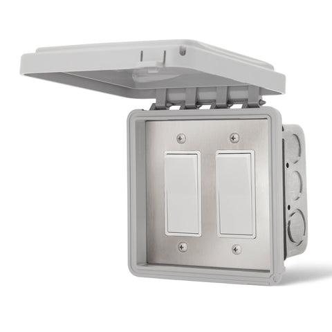 Infratech Simple On/Off Dual Switch w/ Flush Mount and Weather Proof Gang Box (20 Amp Per Switch) - 14 4415