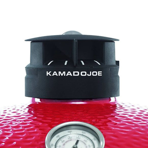 Kamado Joe Freestanding 24-Inch Big Joe II Red w/ Cart, Side Shelves, Heat Deflector, Tools & Air Lift Hinge - BJ24RHC