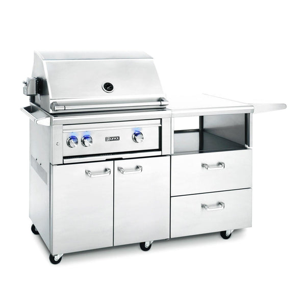 Lynx Professional 30-Inch Natural Gas Grill - All Trident Sear Burner w/ Rotisserie on Mobile Kitchen Cart - L30ATR-NG + LMKC54