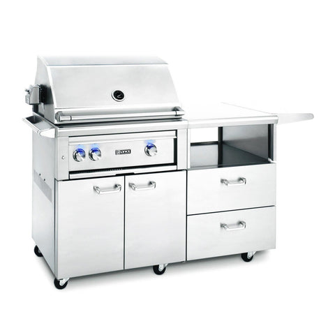 Lynx Professional 30-Inch Natural Gas Grill - 1 Trident Sear Burner w/ Rotisserie on Mobile Kitchen Cart - L30TR-NG + LMKC54