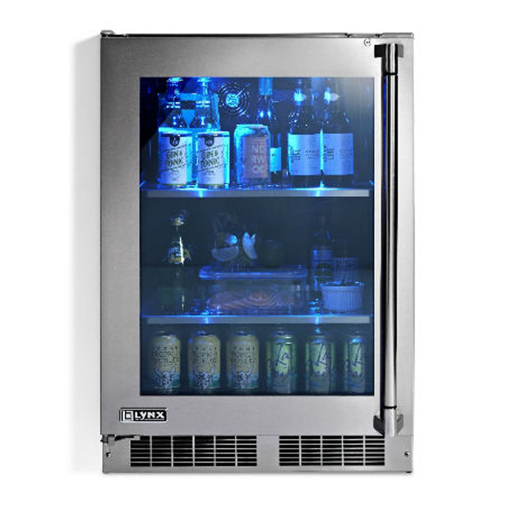 Lynx Professional 24-Inch Refrigerator w/ See Through Glass Door and Door Lock (Left Hinge) - LN24REFGL