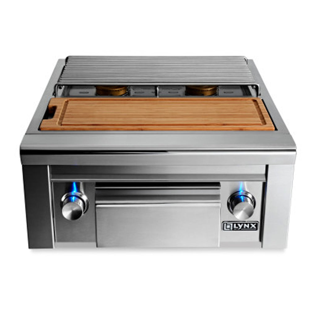 Lynx Professional Natural Gas Built-In Double Side Burner w/ Maple Cutting Board & Drawer - LSB2PC-1-NG